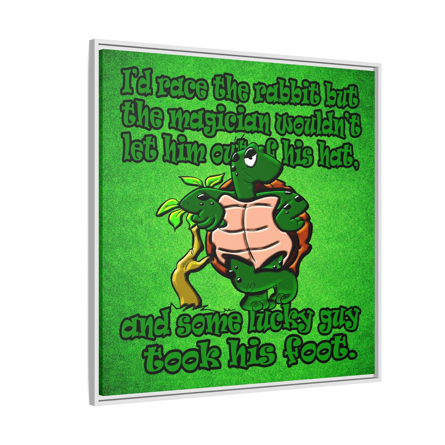 turtle race - framed canvas art (green turf)