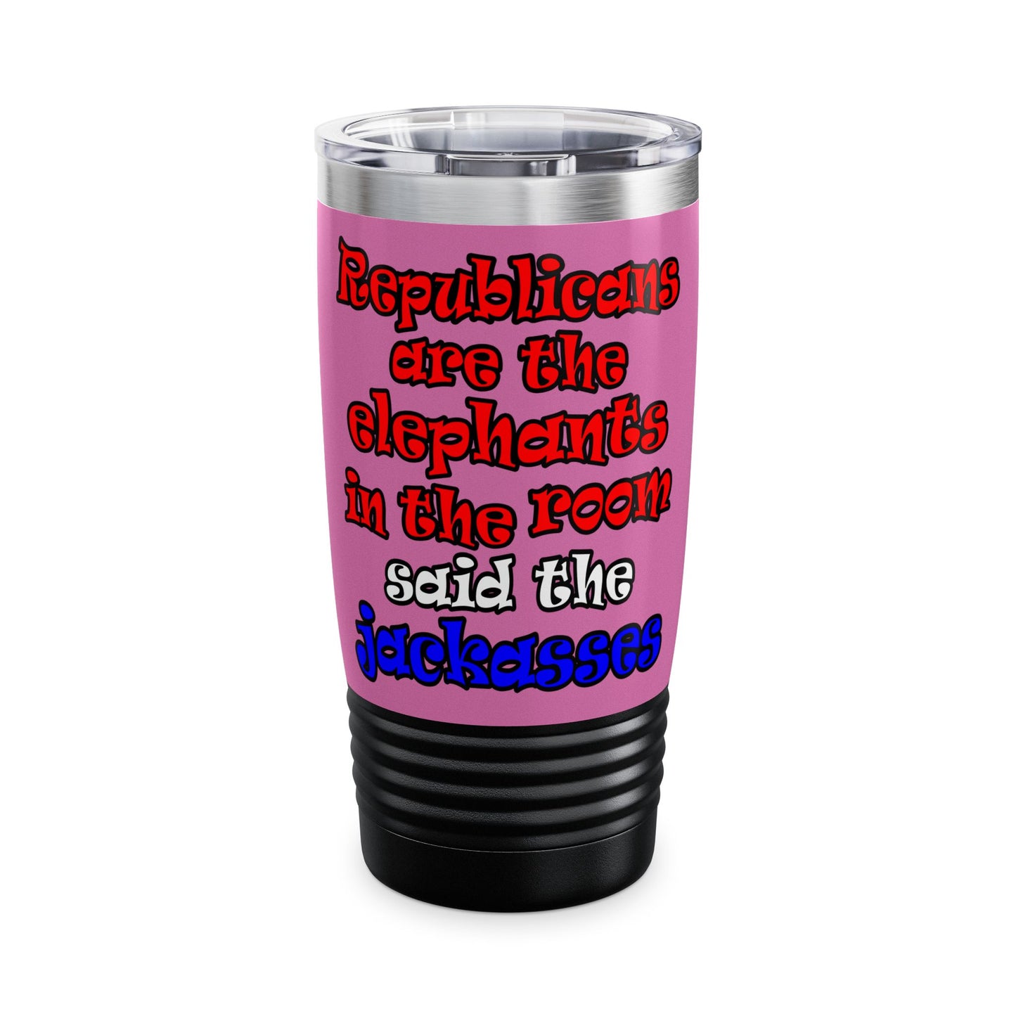 donkeys and elephants - Ringneck Tumbler, 20oz (light pink)