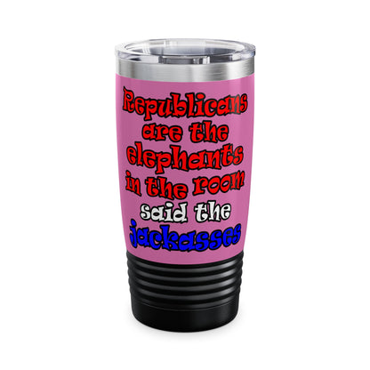 donkeys and elephants - Ringneck Tumbler, 20oz (light pink)
