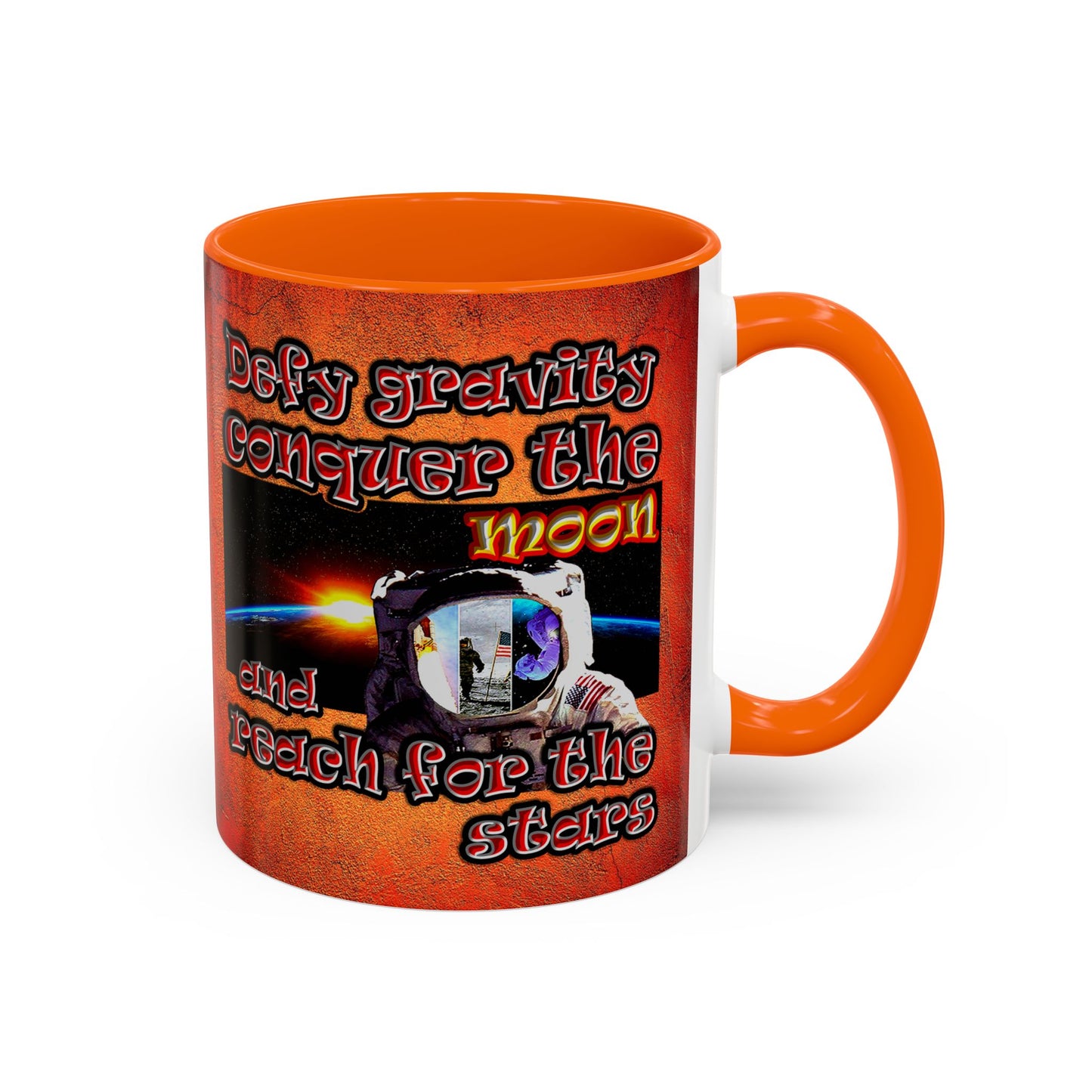 defy conquer reach - Accent Mug (burnt orange)