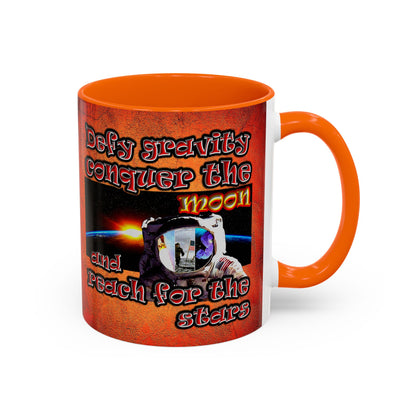defy conquer reach - Accent Mug (burnt orange)