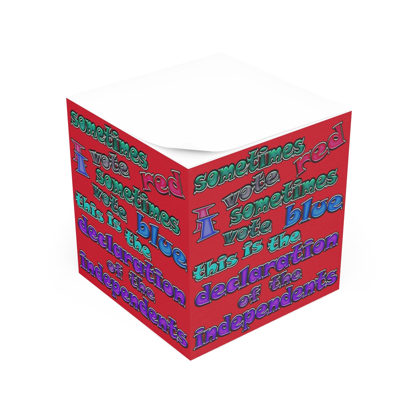 declaration of the independents - note cube (dark red)