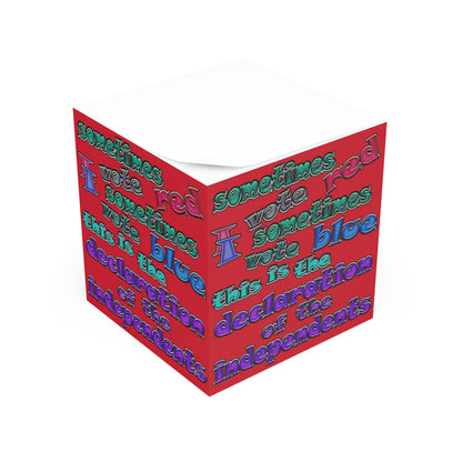 declaration of the independents - note cube (dark red)