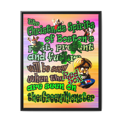 christmas spirits of boston - framed canvas art (color blur)