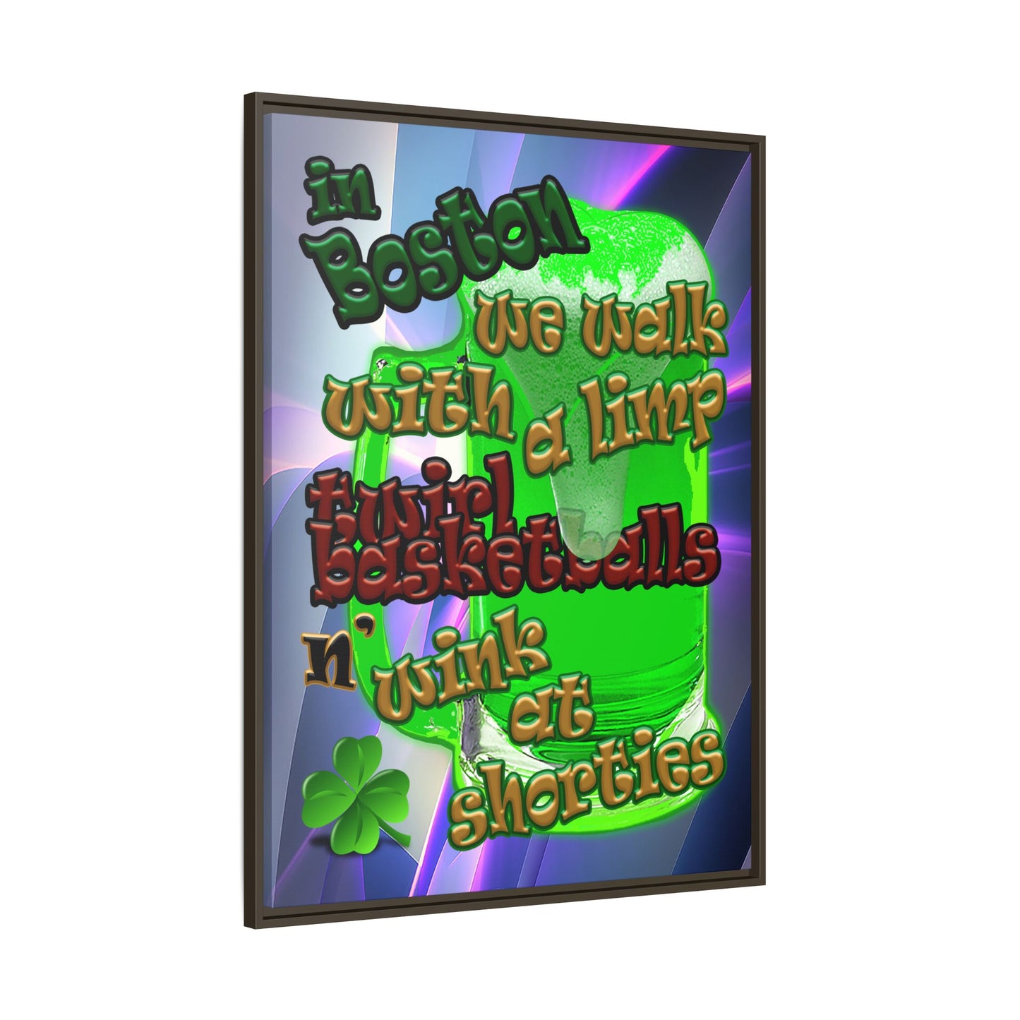 celtics logo - framed canvas art (grey-pink wave)
