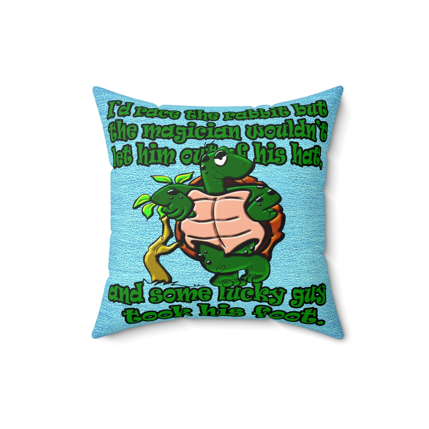 turtle race - Spun Polyester Square Pillow - (faded dark blue)
