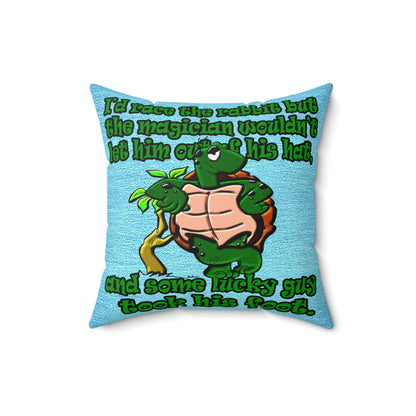 turtle race - Spun Polyester Square Pillow - (faded dark blue)