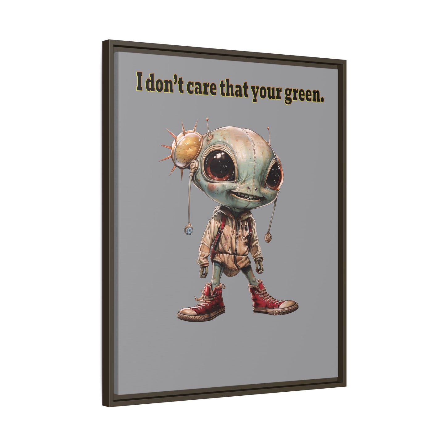 I don't care that your green - framed canvas art (grey)