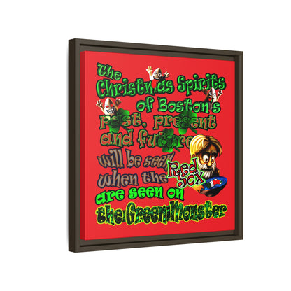 christmas spirits of boston - framed canvas art (red)