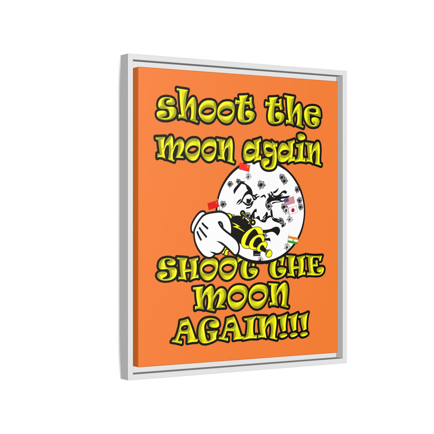 shoot the moon again - framed canvas art (crusta)