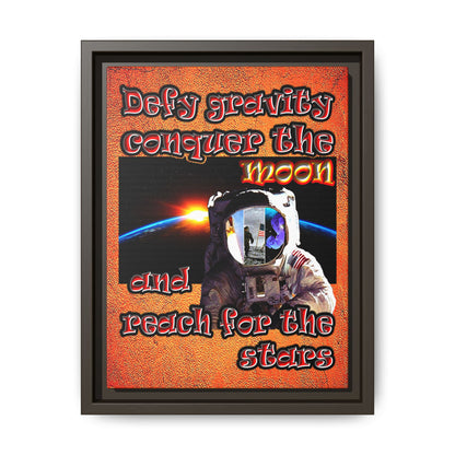 defy conquer reach - framed canvas art (burnt orange)
