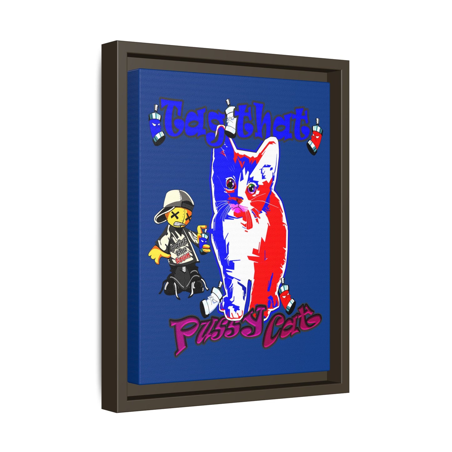 tag that - framed canvas art (dark blue)