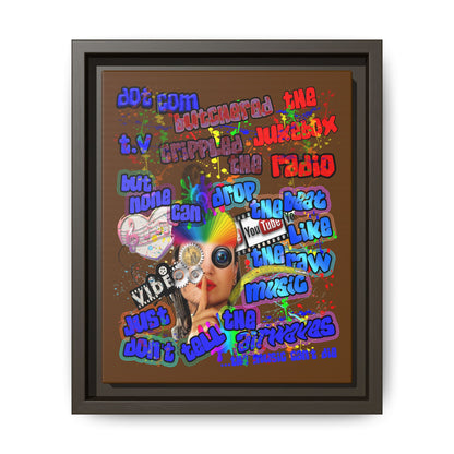 drop the beat - framed canvas art (brown)