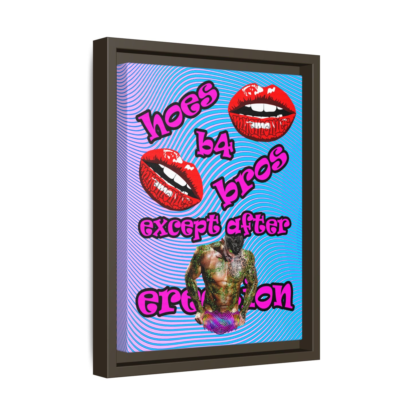 hoes b4 bros - framed canvas art (light blue-purple wave)