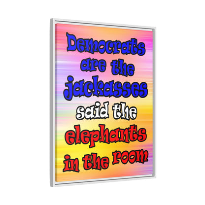 donkeys and elephants - framed canvas art (color blur)