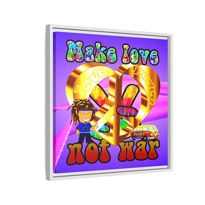 love peace - framed canvas art (purple-pink wave)