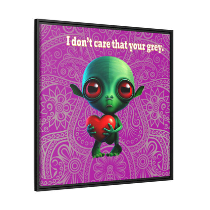 I don't care that your grey - framed canvas art (pink swirl)
