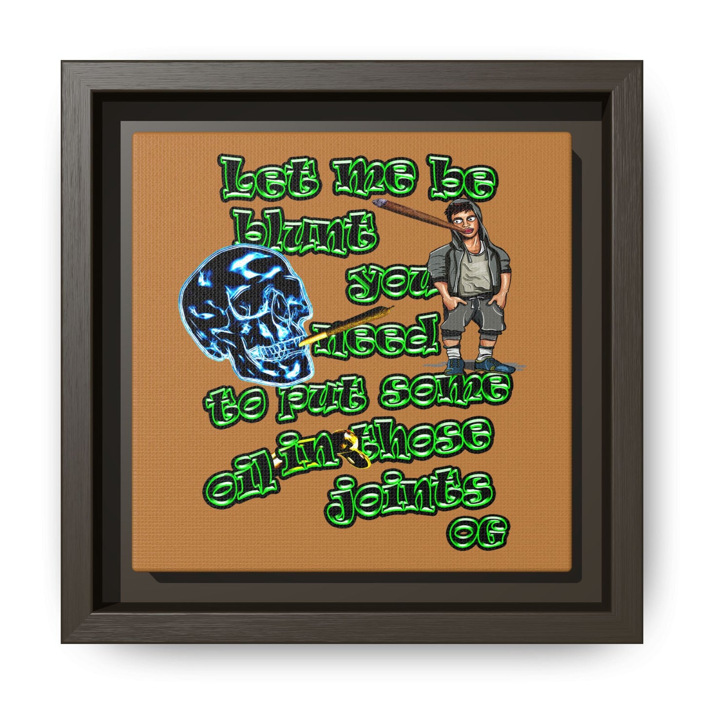 og - framed canvas art (light brown)
