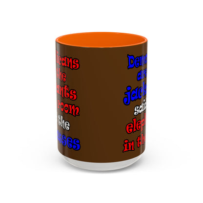 donkeys and elephants - Accent Mug (brown)