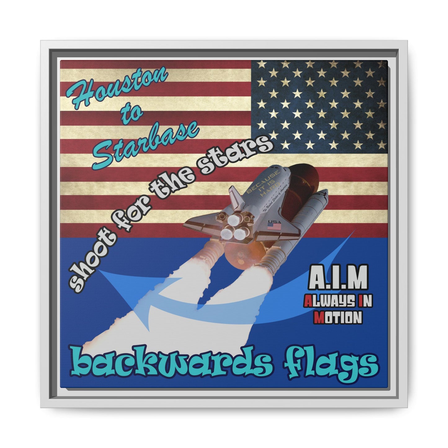 shoot for the stars - framed canvas art (dark blue)