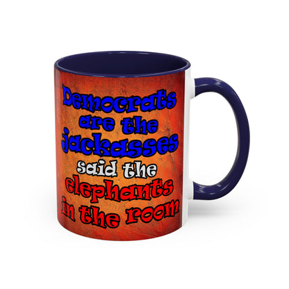 donkeys and elephants - Accent Mug (burnt orange)