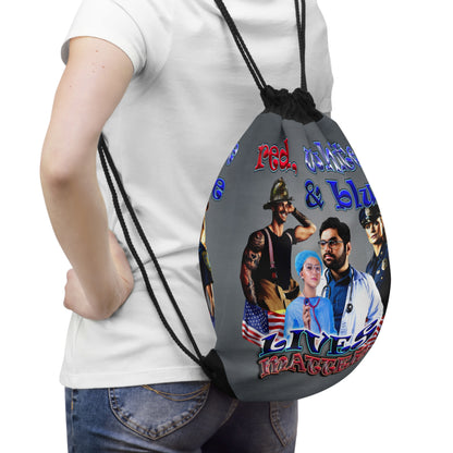 rw&b lives matter - Drawstring Bag (grey-light grey)