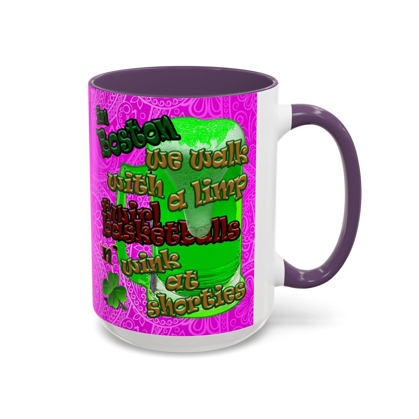 celtics logo - Accent Mug (pink swirl)