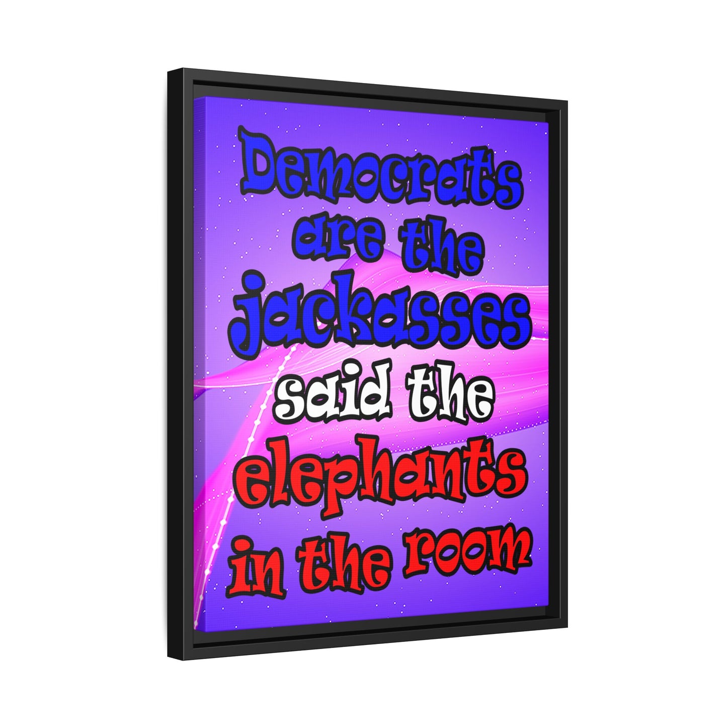 donkeys and elephants - framed canvas art (purple-pink wave)