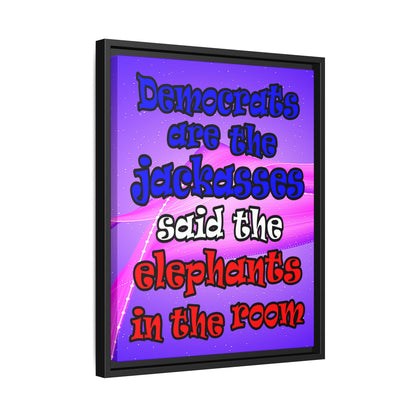 donkeys and elephants - framed canvas art (purple-pink wave)