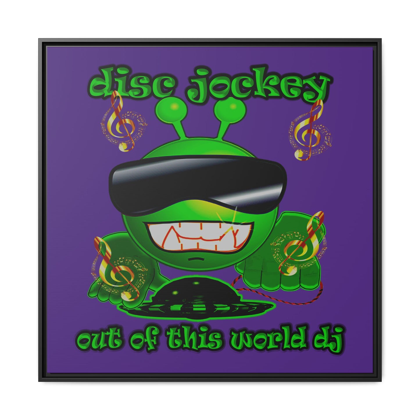 disc jockey - framed canvas art (purple)