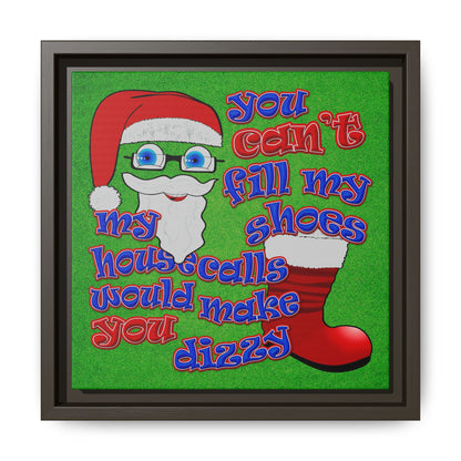santa's shoes - framed canvas art (green turf)