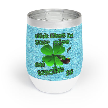 celtics logo - Chill Wine Tumbler (faded blue)