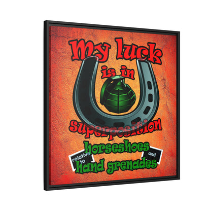 my luck - framed canvas art (burnt orange)