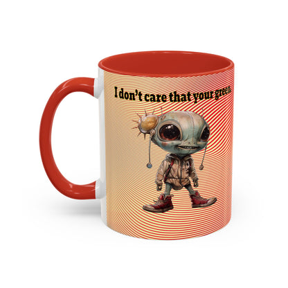 I don't care that your grey - Accent Mug (yellow-orange wave)