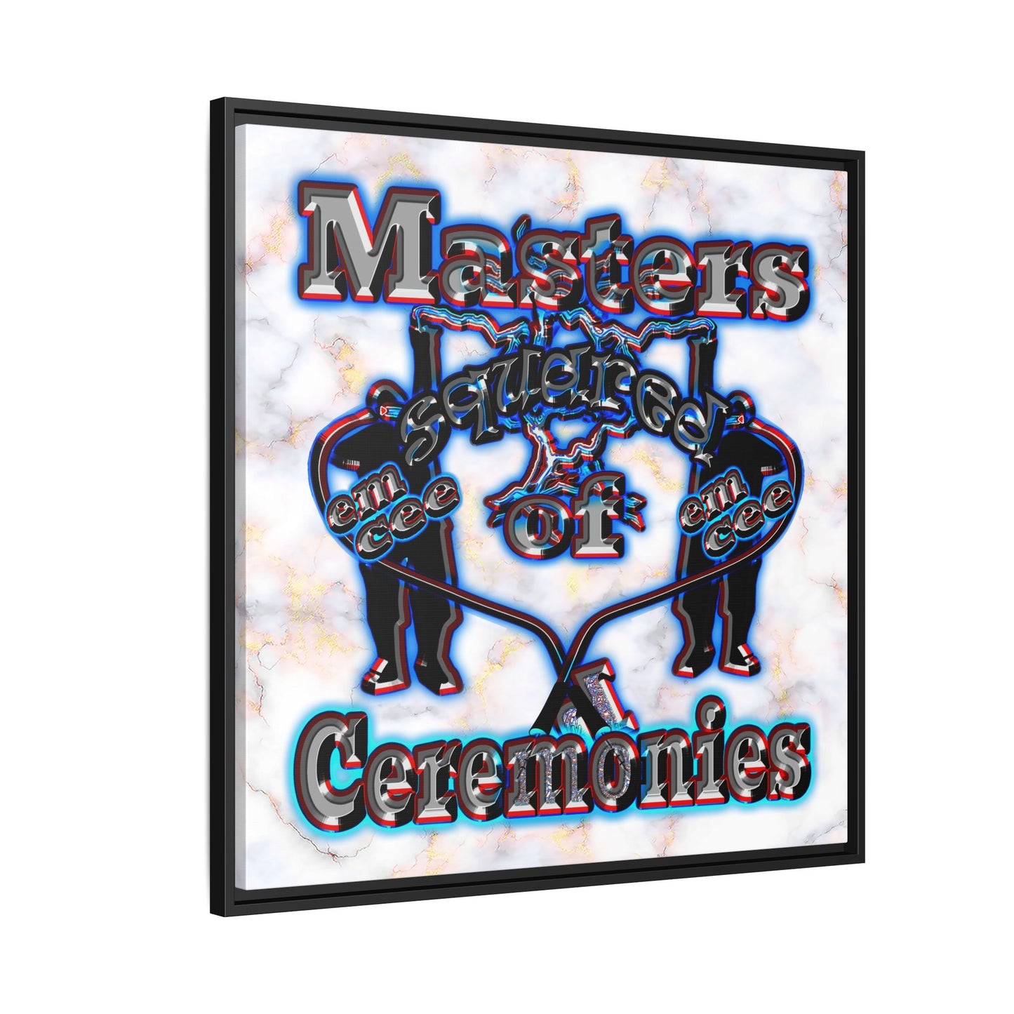 em cee squared - framed canvas art (white marble)