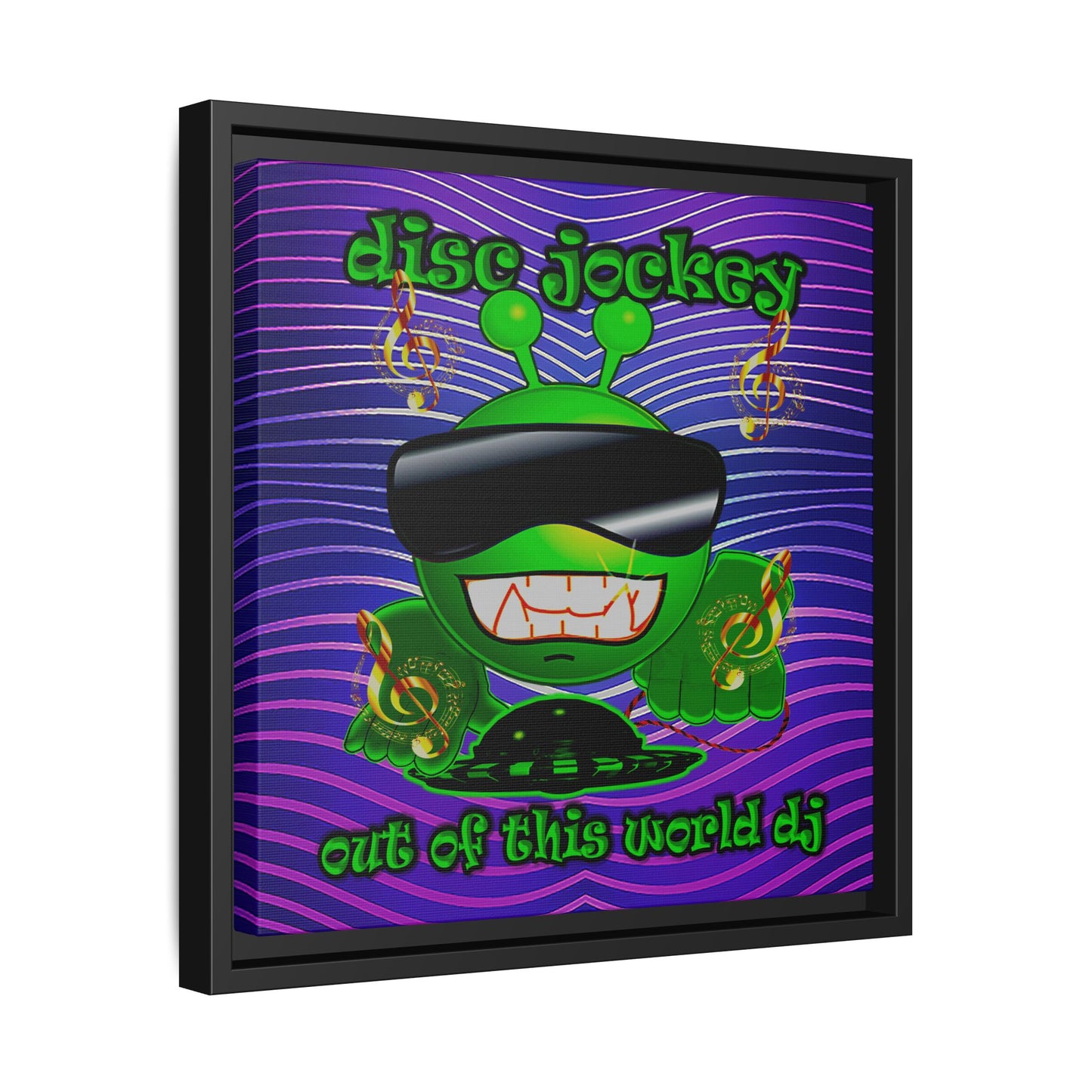 disc jockey - framed canvas art (purple wave)
