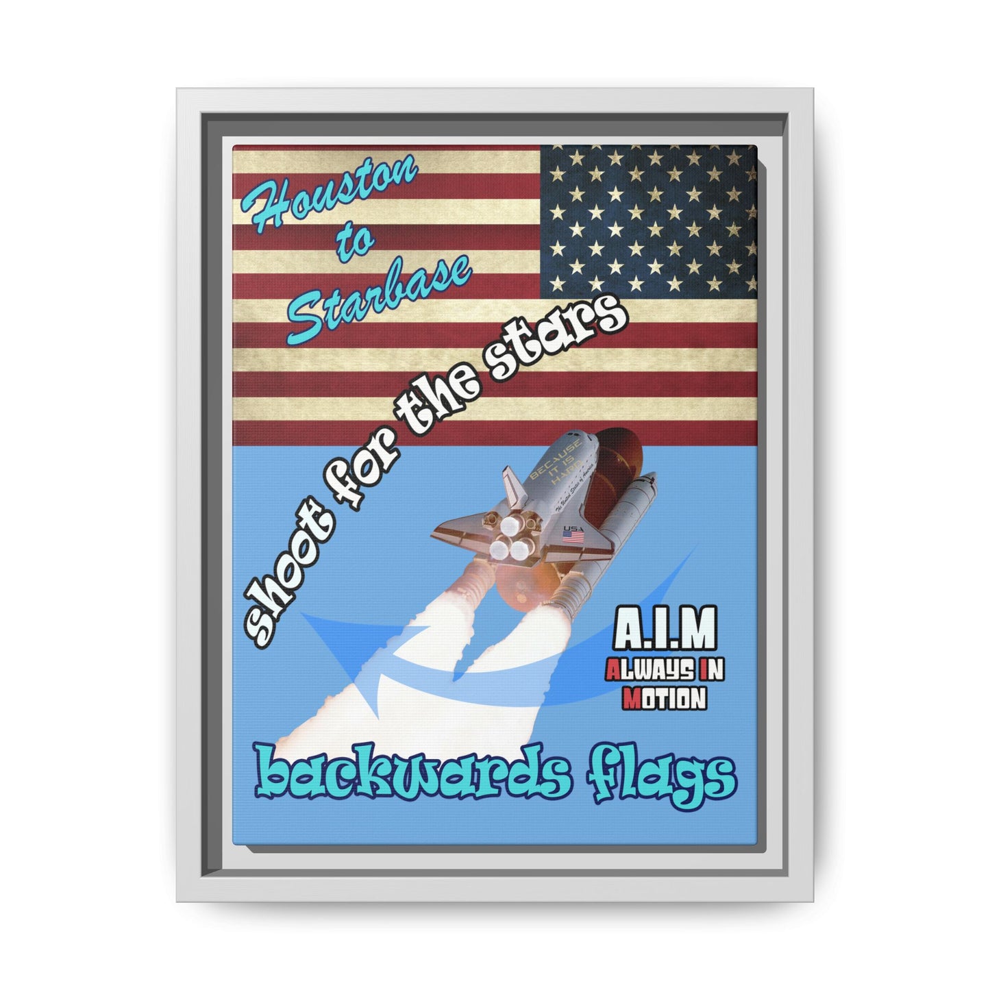 shoot for the stars - framed canvas art (light blue)