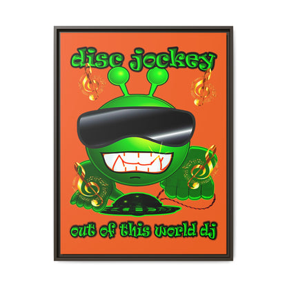 disc jockey - framed canvas art (orange)