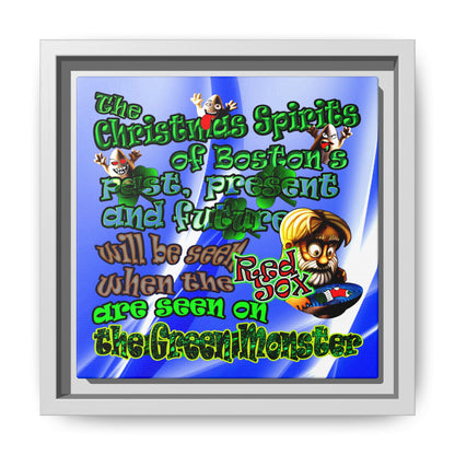 christmas spirits of boston - framed canvas art (blue-white wave)