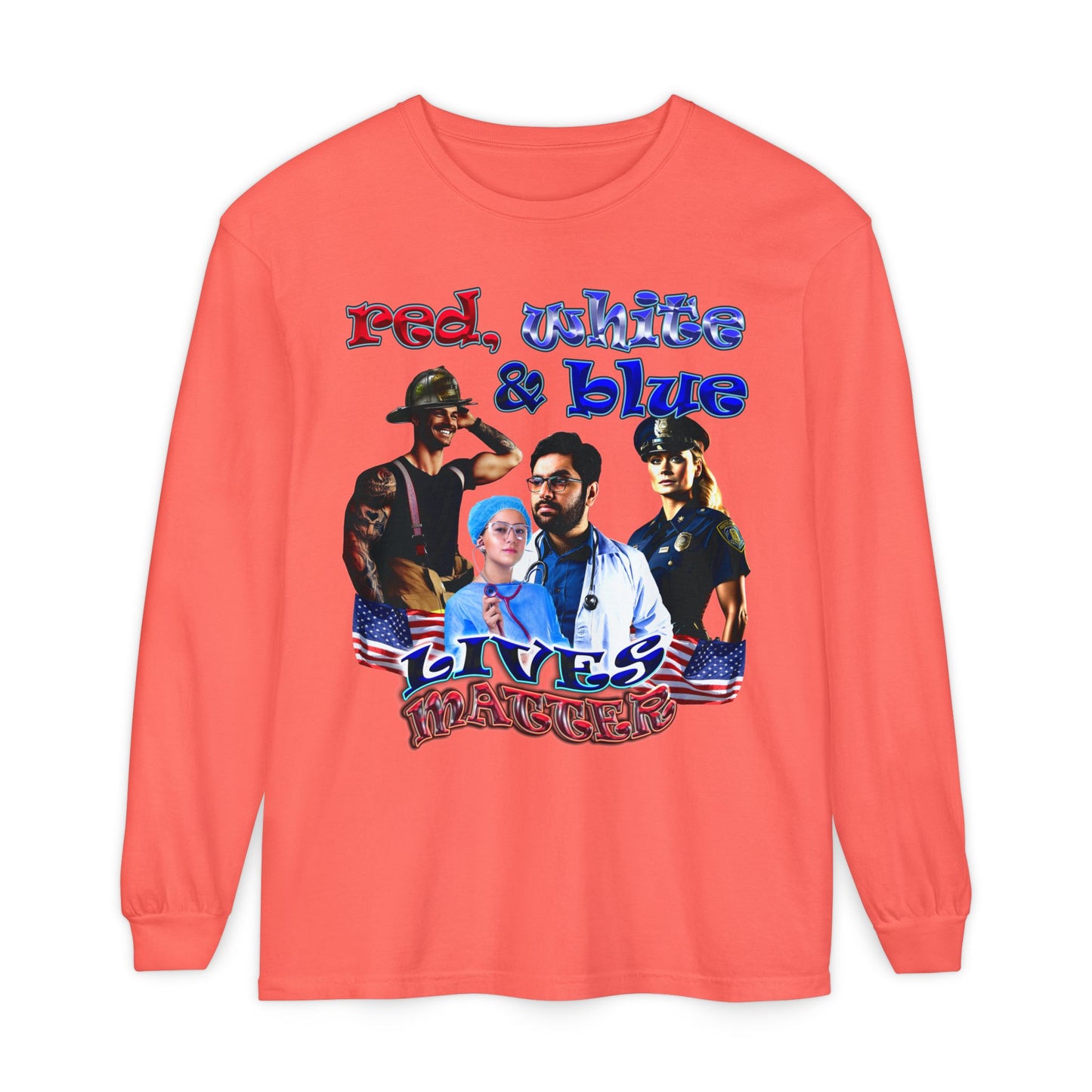 rw&b lives matter - Unisex Garment-dyed Long Sleeve T-Shirt