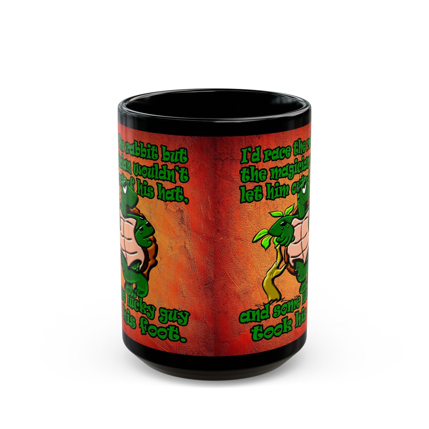 turtle race - Black Mug (burnt orange)