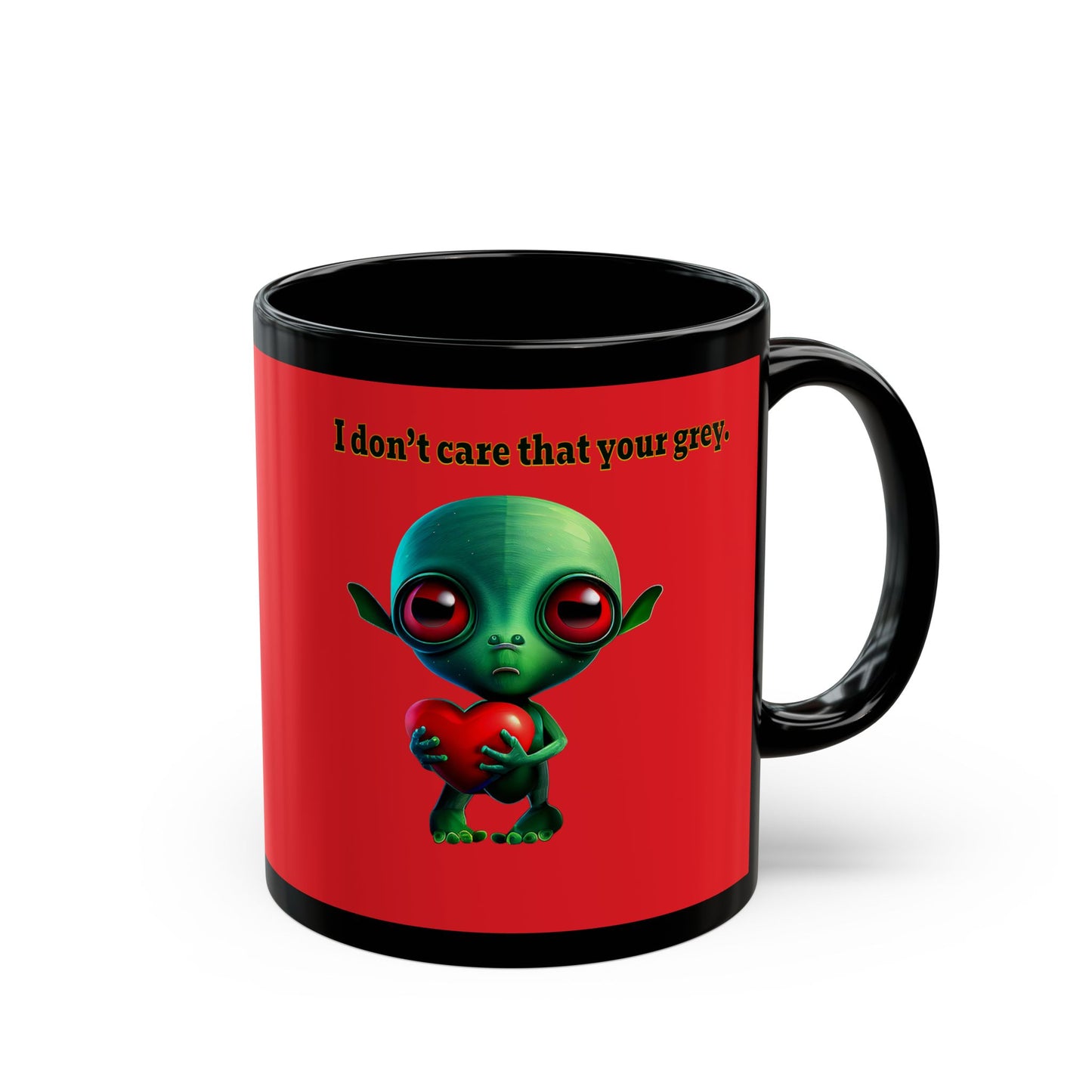 I don't care that your grey - Black Mug (red)