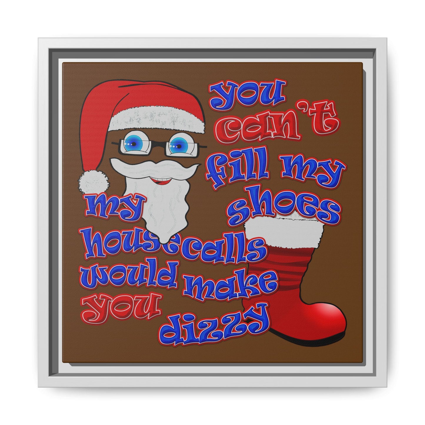 santa's shoes - framed canvas art (brown)