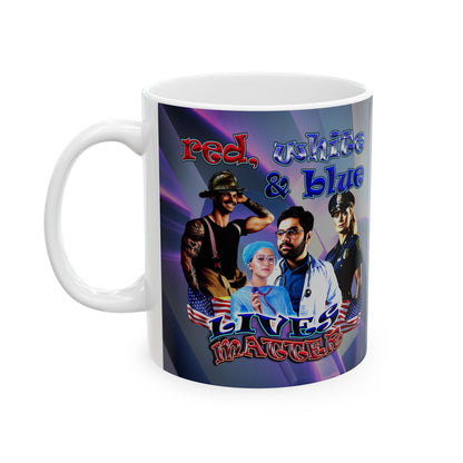 rw&b lives matter - White Mug (grey-pink wave)
