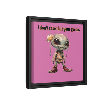 I don't care that your green - framed canvas art (light pink)