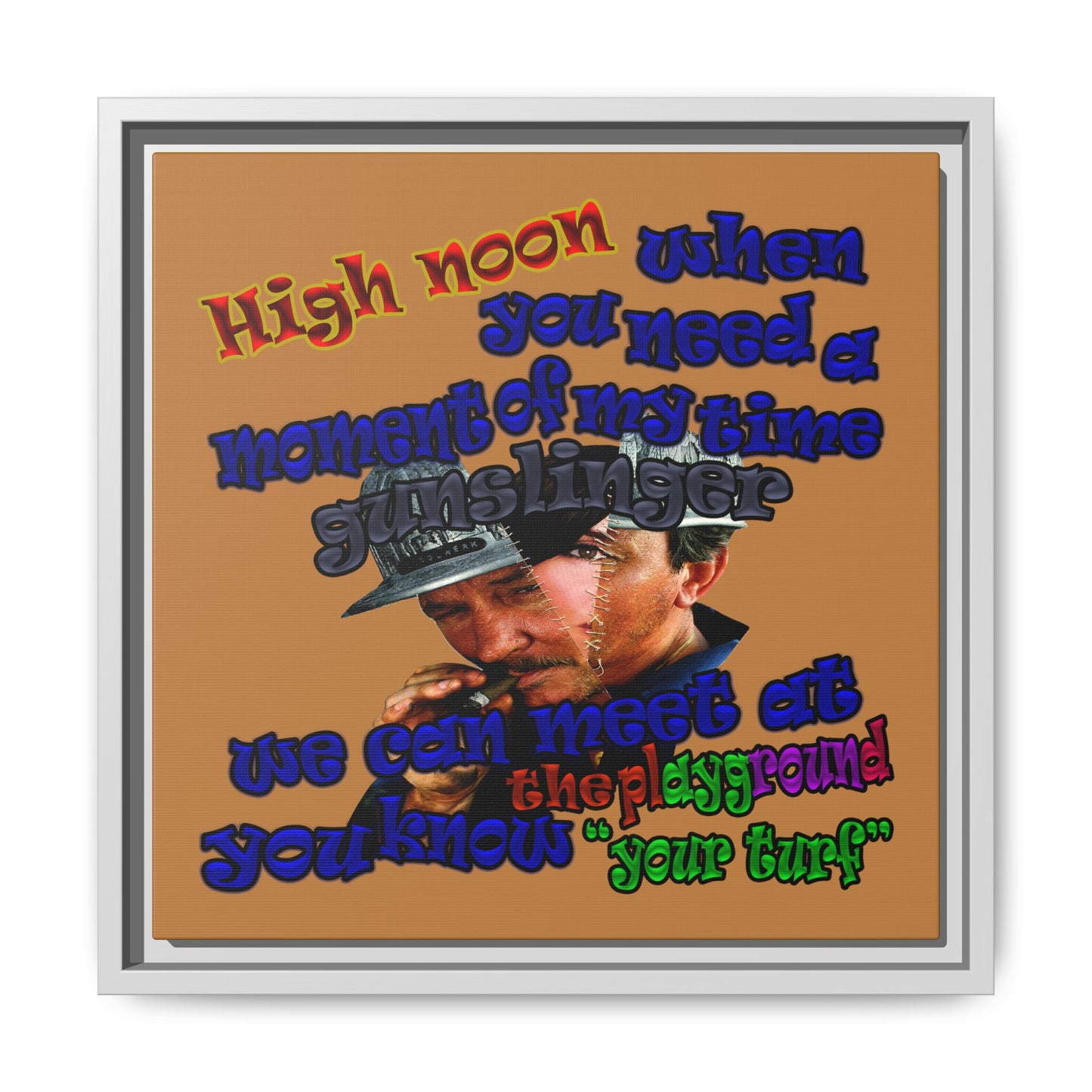 high noon - framed canvas art (light brown)