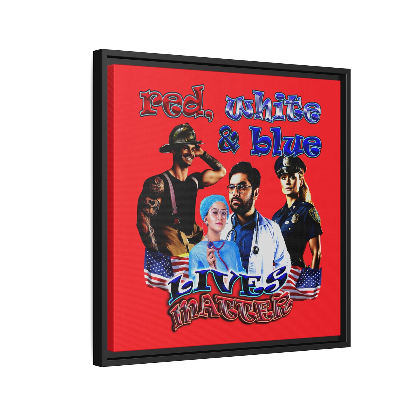 rw&b lives matter - framed canvas art (red)