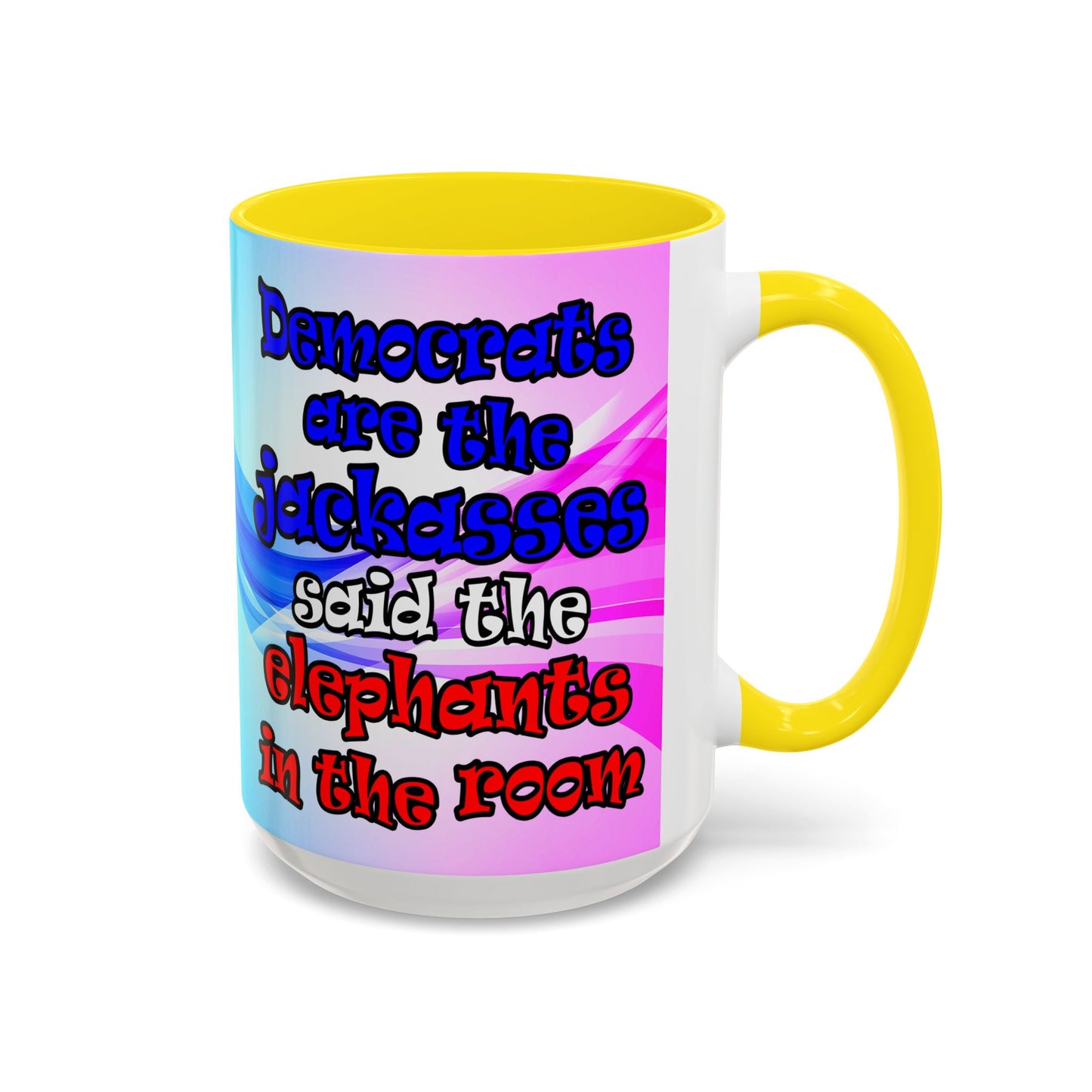donkeys and elephants - Accent Mug (light blue-pink wave)