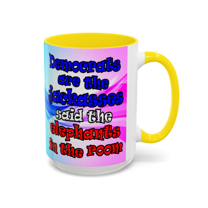 donkeys and elephants - Accent Mug (light blue-pink wave)