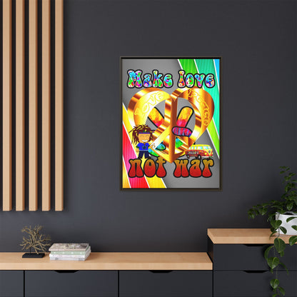 love peace - framed canvas art (rainbow split)